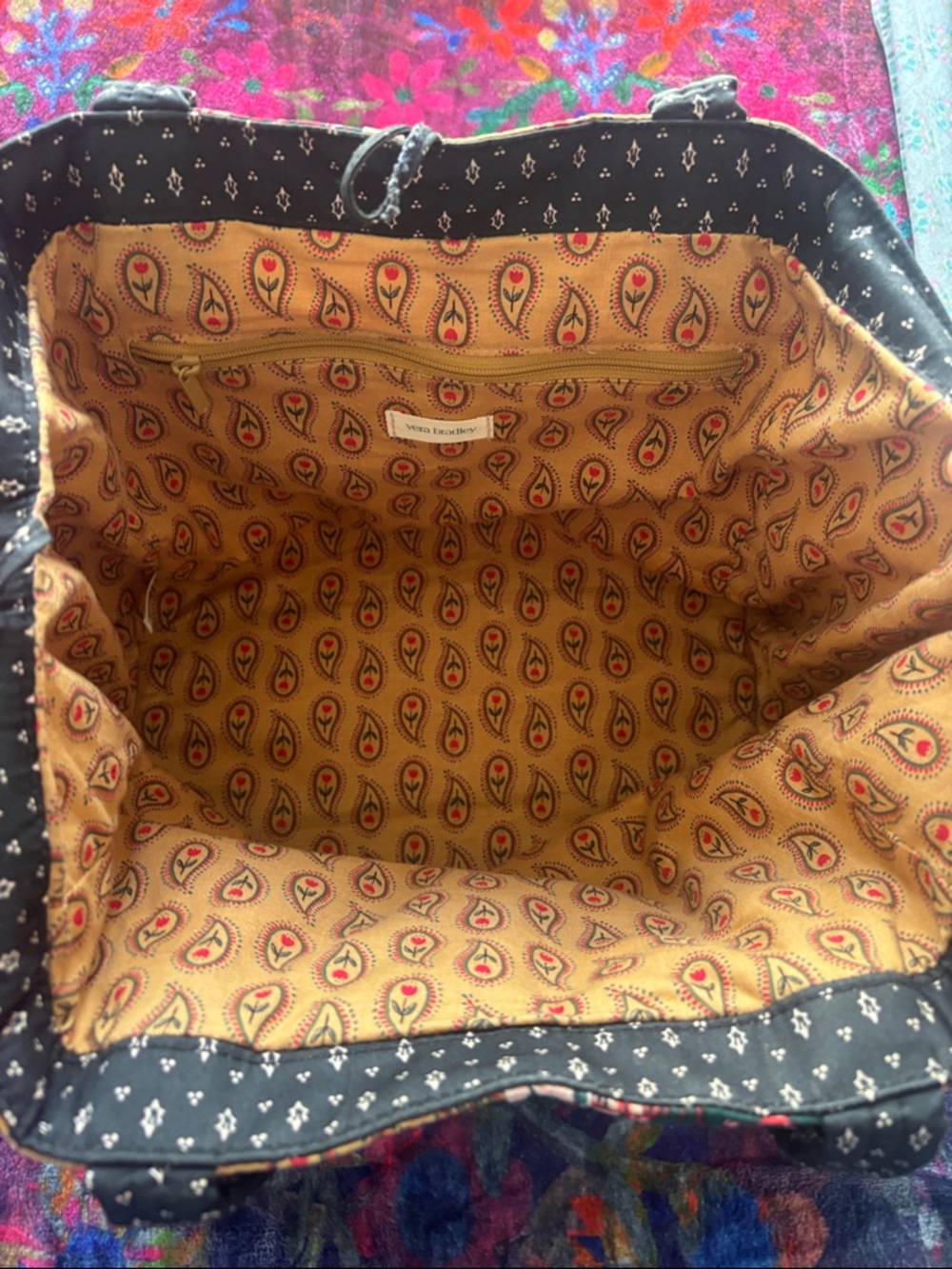 Vera Bradley Patchwork Quilted Tote - Black and Red Accents - Picture 3 of 6